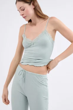 ETAM Homewear|Pijamas 2 Y 3 Piezas|Conjunto de pijama de 2 piezas de punto fino AZUL CLARO