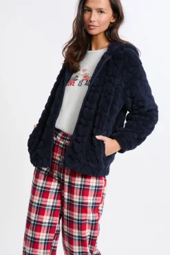 ETAM Los Pijamas Más Responsables|Pijamas Calentitos|Conjunto de pijama de 3 piezas con estampado y algodón MARINO