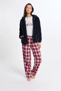 ETAM Los Pijamas Más Responsables|Pijamas Calentitos|Conjunto de pijama de 3 piezas con estampado y algodón MARINO