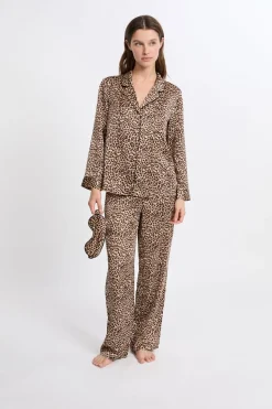 ETAM Los Pijamas Más Responsables|Pijamas 2 Y 3 Piezas|Conjunto de pijama de 2 piezas con estampado y antifaz IMP FD MARRON