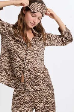 ETAM Los Pijamas Más Responsables|Pijamas 2 Y 3 Piezas|Conjunto de pijama de 2 piezas con estampado y antifaz IMP FD MARRON