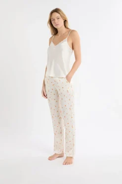 ETAM Pijamas 2 Y 3 Piezas|Conjunto de pijama de 3 piezas de satén IMP FD CRUDO