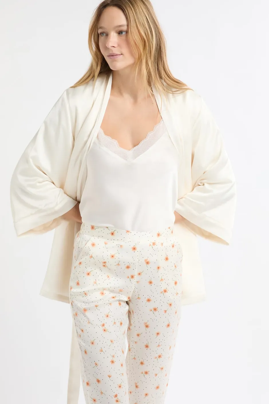 ETAM Pijamas 2 Y 3 Piezas|Conjunto de pijama de 3 piezas de satén IMP FD CRUDO