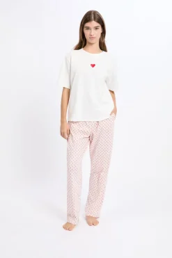 ETAM Los Pijamas Más Responsables|Pijamas Calentitos|Conjunto de pijama de 3 piezas con estampado de algodón ROSA