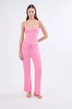ETAM Pijamas 2 Y 3 Piezas|Los Pijamas Más Responsables|Conjunto de pijama de 2 piezas de punto fino ROSA
