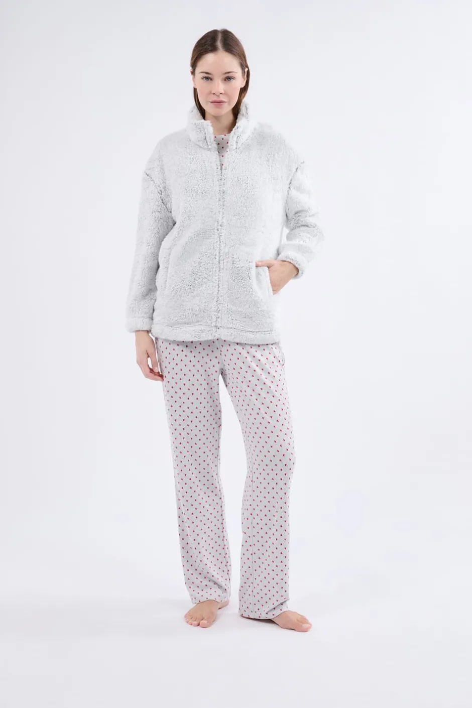 ETAM Pijamas Calentitos|Pijamas 2 Y 3 Piezas|Conjunto de pijama de 3 piezas GRIS