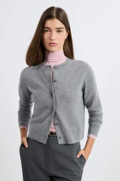 ETAM 100% Cashmere|Chaquetas|Cárdigan con botones de cachemira GRIS