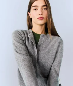 ETAM 100% Cashmere|Chaquetas|Cárdigan con botones de cachemira GRIS