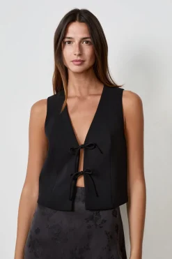 ETAM Chaquetas Sin Mangas|Sin Mangas|Cárdigan con nudo delantero NEGRO