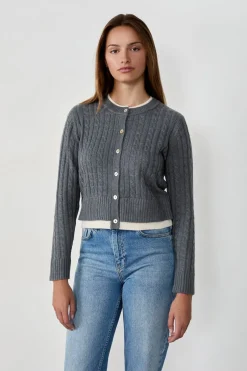 ETAM Chaquetas|Cárdigan de cuello redondo con botones GRIS