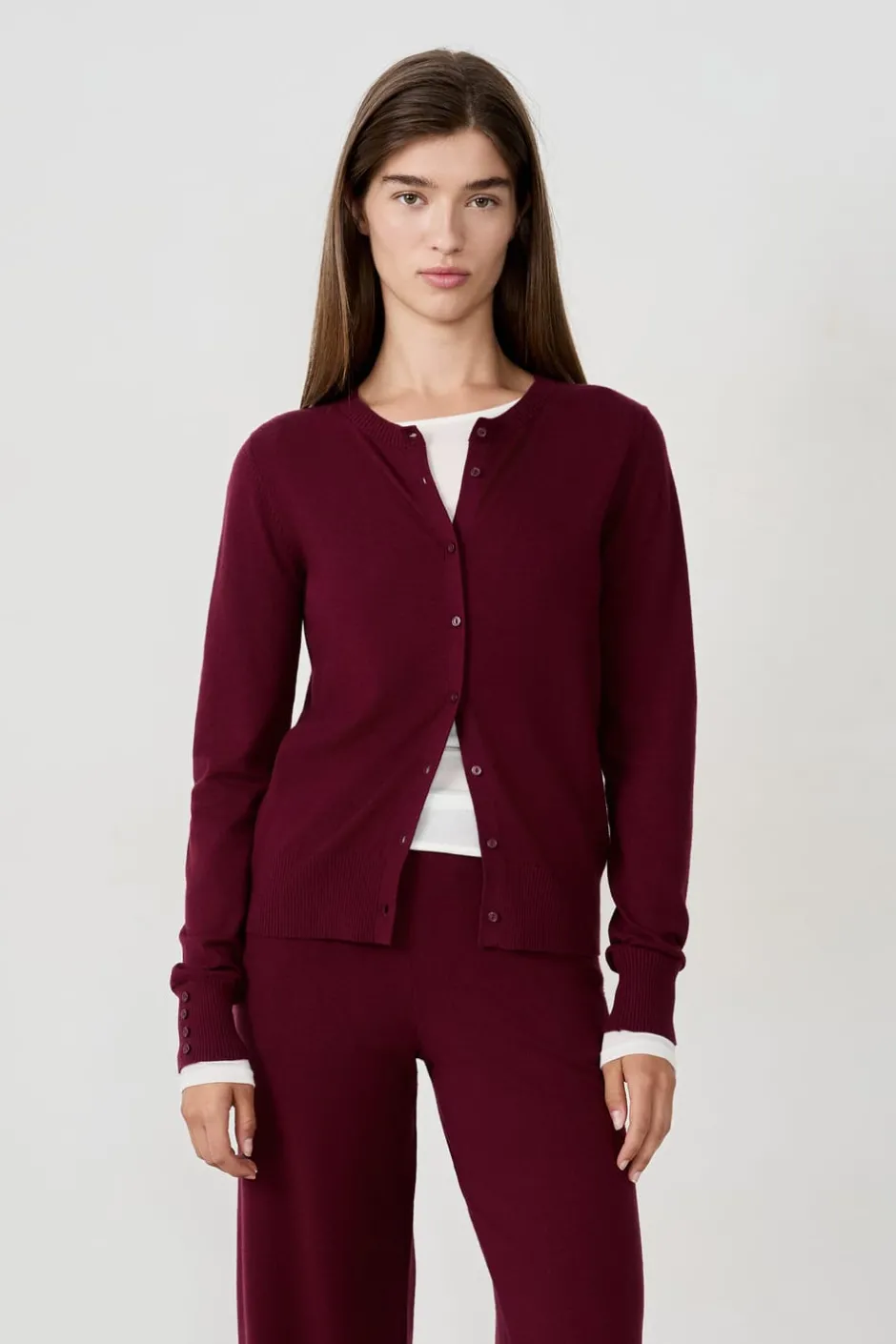 ETAM Homewear|Pijamas Calentitos|Cárdigan de manga larga BURDEOS GRANATE