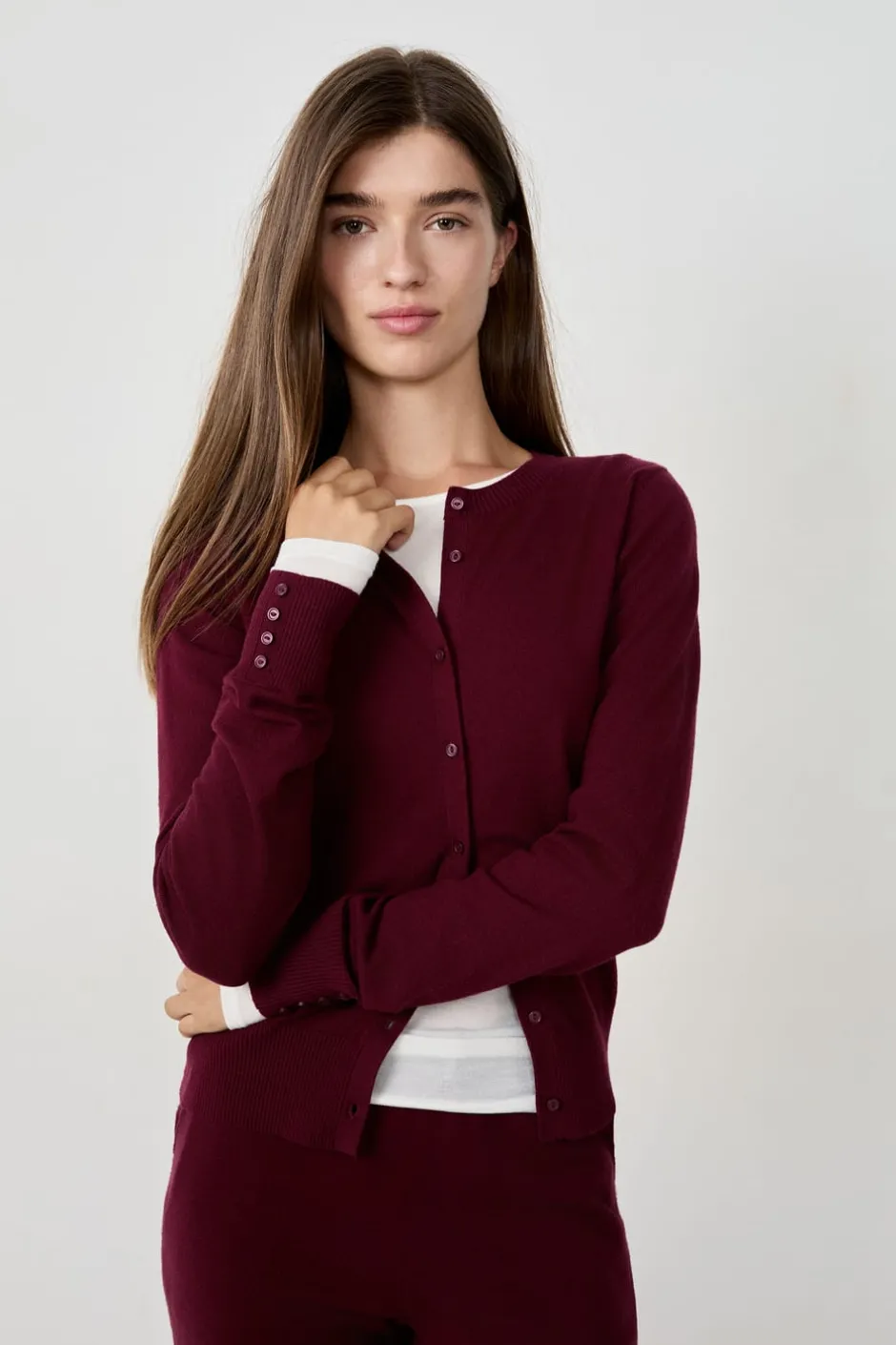 ETAM Homewear|Pijamas Calentitos|Cárdigan de manga larga BURDEOS GRANATE