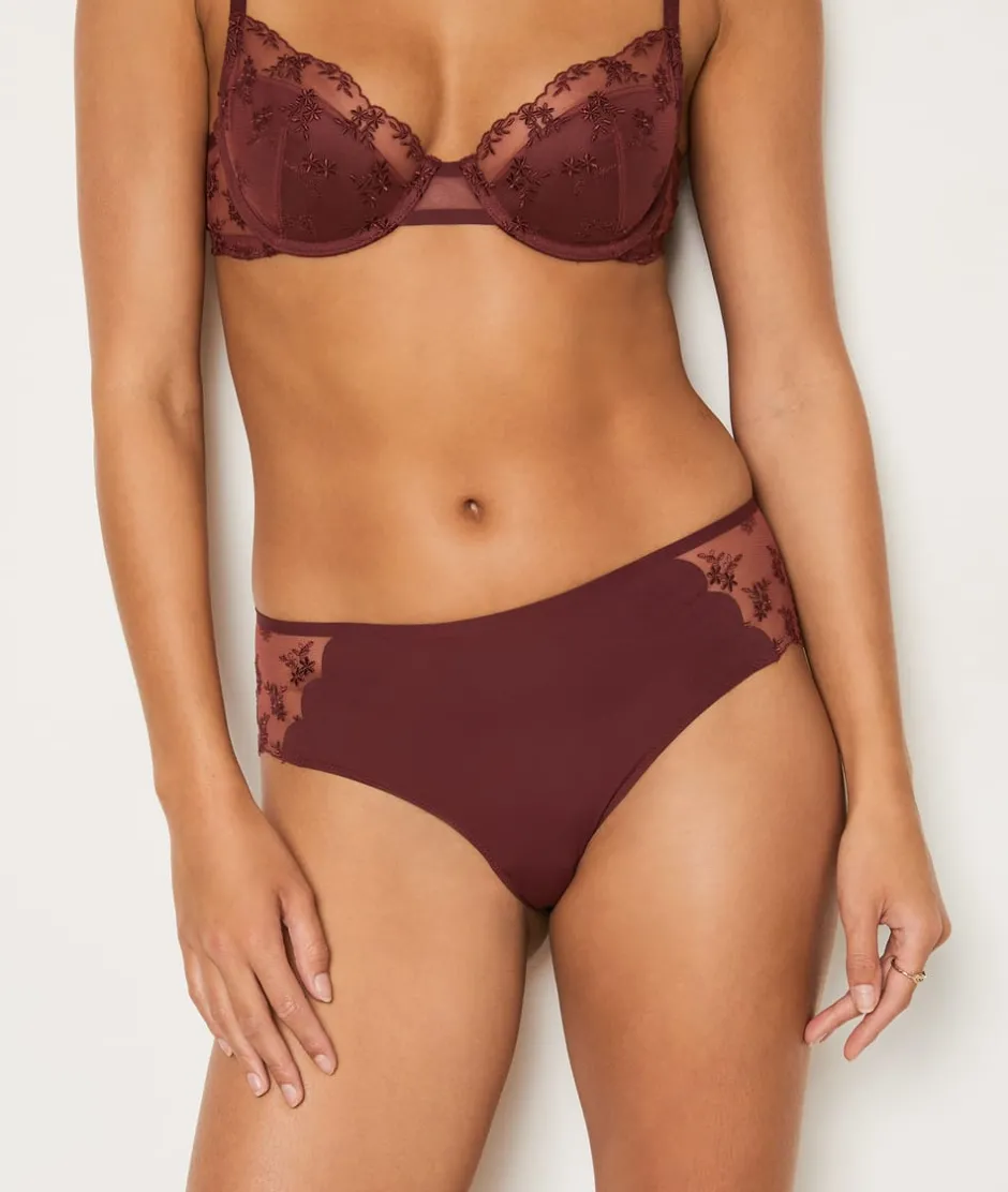 ETAM Culotte|Culote de tul bordado TERRACOTA