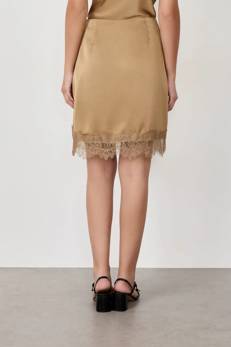 ETAM Faldas|Faldas Midi|Falda con encaje KAKI