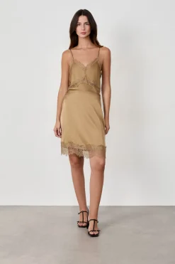 ETAM Faldas|Faldas Midi|Falda con encaje KAKI
