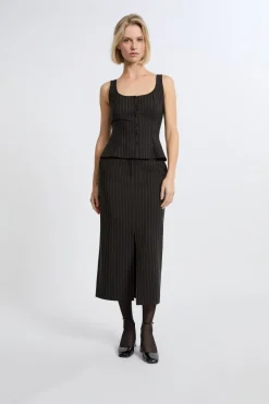 ETAM Faldas Largas|Faldas|Falda larga a rayas NEGRO