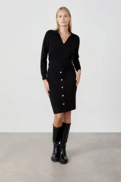 ETAM Faldas Midi|Faldas|Falda larga abotonada NEGRO