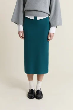 ETAM Faldas Largas|Faldas|Falda larga de punto VERDE PATO