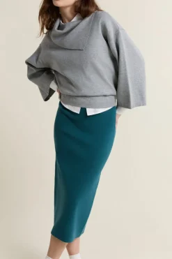 ETAM Faldas Largas|Faldas|Falda larga de punto VERDE PATO
