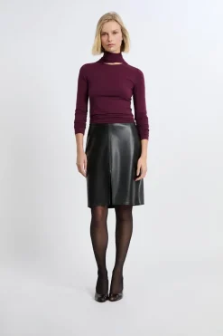 ETAM Faldas Midi|Faldas|Falda midi efecto cuero NEGRO