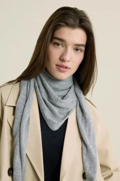ETAM Bufandas Y Pañuelos|Foulard triangle en maille GRIS CLAIR