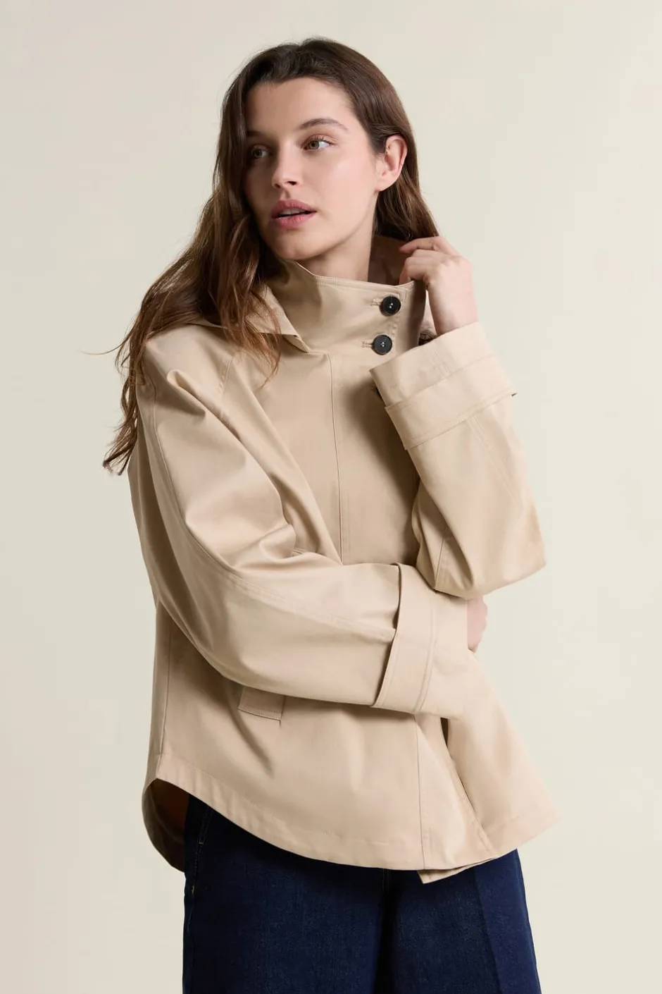 ETAM Abrigos Cortos|Abrigos|Gabardina con capucha y algodón BEIGE