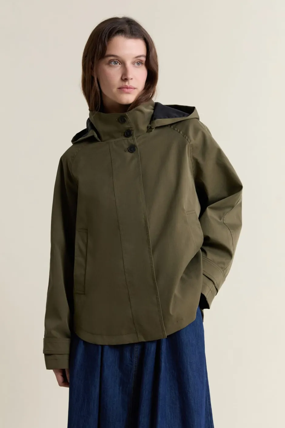 ETAM Abrigos Cortos|Abrigos|Gabardina con capucha y algodón CAQUI