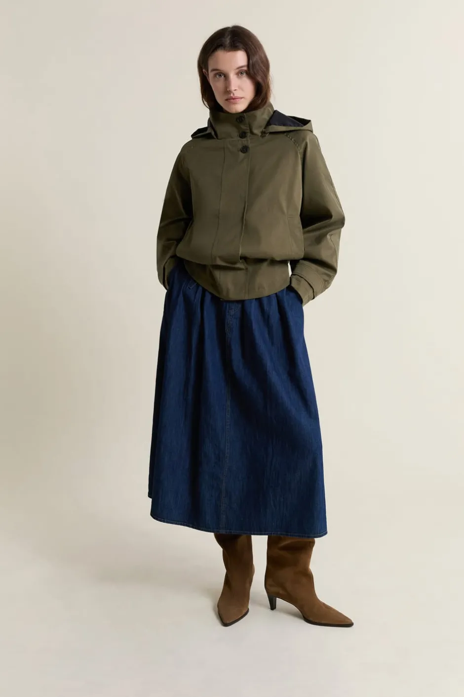 ETAM Abrigos Cortos|Abrigos|Gabardina con capucha y algodón CAQUI