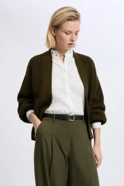 ETAM Cuello En V|Chaquetas|Gilet à manches longues grosse maille ARGILE