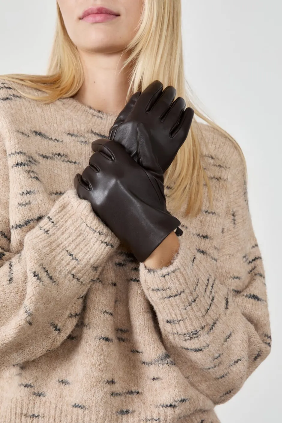 ETAM Guantes|Guantes con efecto piel CHOCOLATE