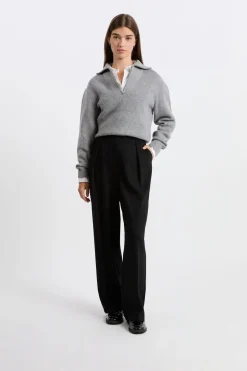 ETAM Básicos|Cuello Cremallera|Jersey con cuello camisero y cremallera GRIS
