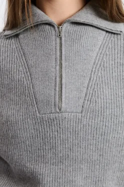 ETAM Básicos|Cuello Cremallera|Jersey con cuello camisero y cremallera GRIS