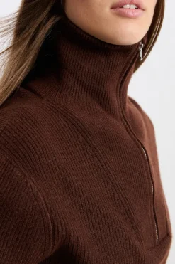 ETAM Básicos|Jerséis|Jersey con cuello campero CHOCOLATE