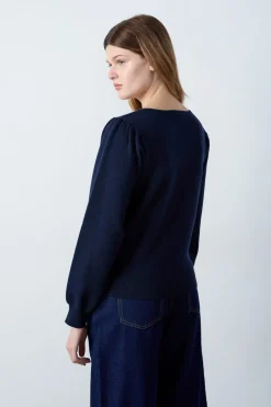 ETAM Cuello Redondo|Jerséis|Jersey con cuello de cordones AZUL MARINO