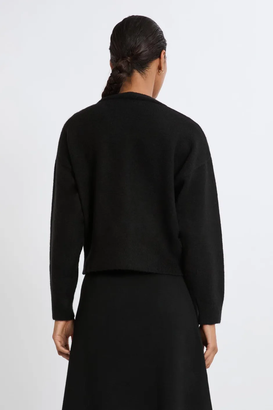 ETAM Jerséis|Jersey con cuello en V y botones dorados NEGRO