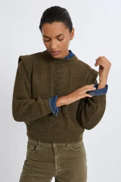 ETAM Cuello Redondo|Jerséis|Jersey con hombreras de lana ARCILLA