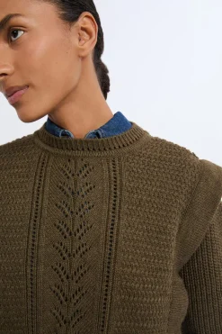 ETAM Cuello Redondo|Jerséis|Jersey con hombreras de lana ARCILLA