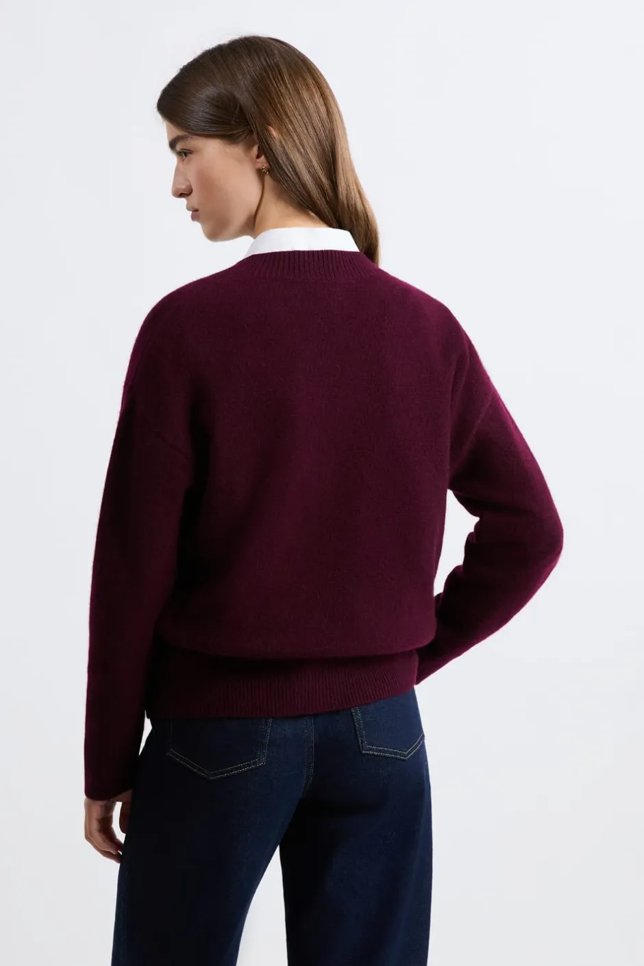 ETAM 100% Cashmere|Cuello En V|Jersey de cuello en V de cashmere MORADO