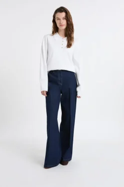 ETAM Jerséis|Jersey de cuello polo con botones dorados BLANCO
