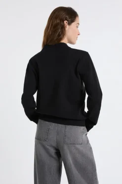 ETAM Jerséis|Jersey de cuello polo con botones dorados NEGRO