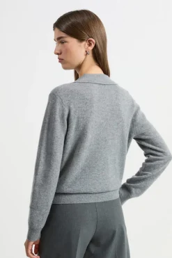 ETAM 100% Cashmere|Jerséis|Jersey de cuello polo de cashmere GRIS