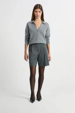 ETAM 100% Cashmere|Jerséis|Jersey de cuello polo de cashmere GRIS