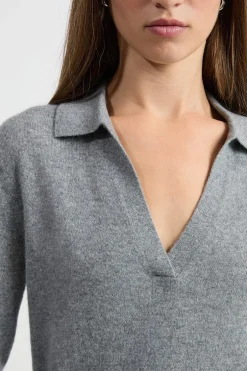 ETAM 100% Cashmere|Jerséis|Jersey de cuello polo de cashmere GRIS