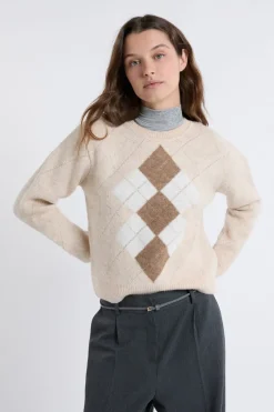 ETAM Fantasía|Cuello Redondo|Jersey de cuello redondo con estampado CRUDO