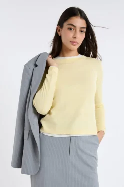 ETAM Cuello Redondo|Jerséis|Jersey de cuello redondo de lana AMARILLO P&Aacute;LIDO