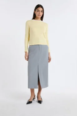 ETAM Cuello Redondo|Jerséis|Jersey de cuello redondo de lana AMARILLO PÁLIDO