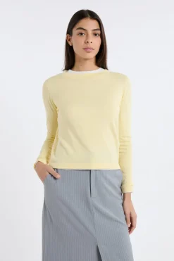 ETAM Cuello Redondo|Jerséis|Jersey de cuello redondo de lana AMARILLO PÁLIDO