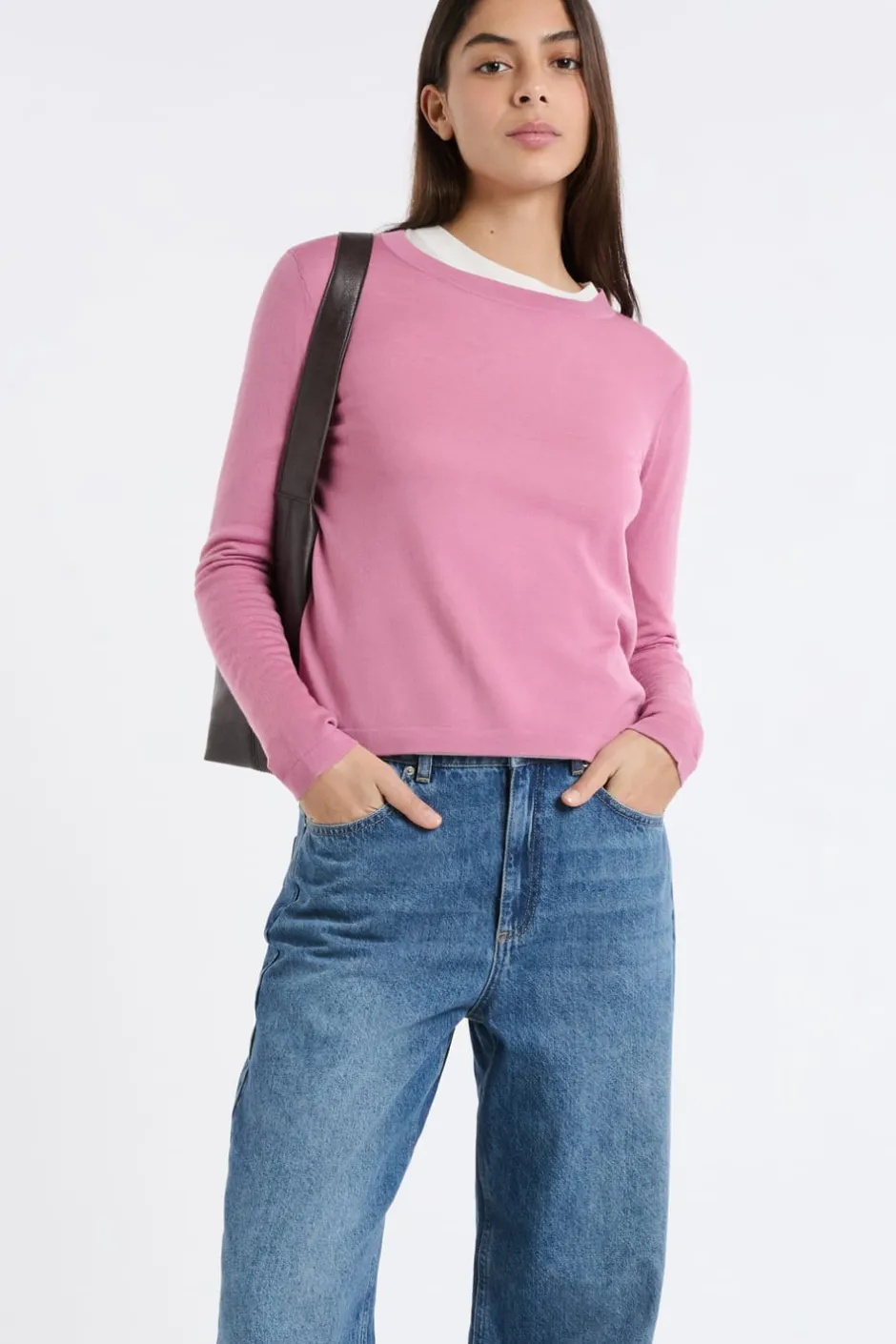 ETAM Cuello Redondo|Jerséis|Jersey de cuello redondo de lana rosa nude