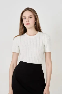 ETAM Fantasía|Cuello Redondo|Jersey de manga corta BLANCO