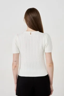 ETAM Fantasía|Cuello Redondo|Jersey de manga corta BLANCO